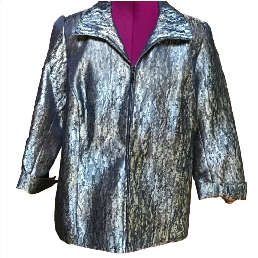 Laura Ashley Metallic Shimmer Jacket New no Tags Size Medium Zip Front